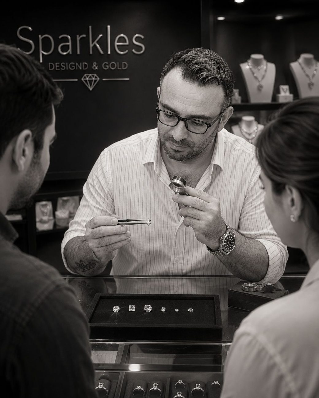 Muharrem Çakır appraising a diamond, Marmaris